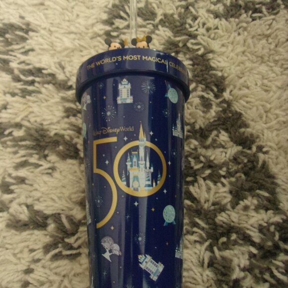 Disney Tumbler With Straw - 50th Anniversary Mickey And Minnie - Picture 1 of 9